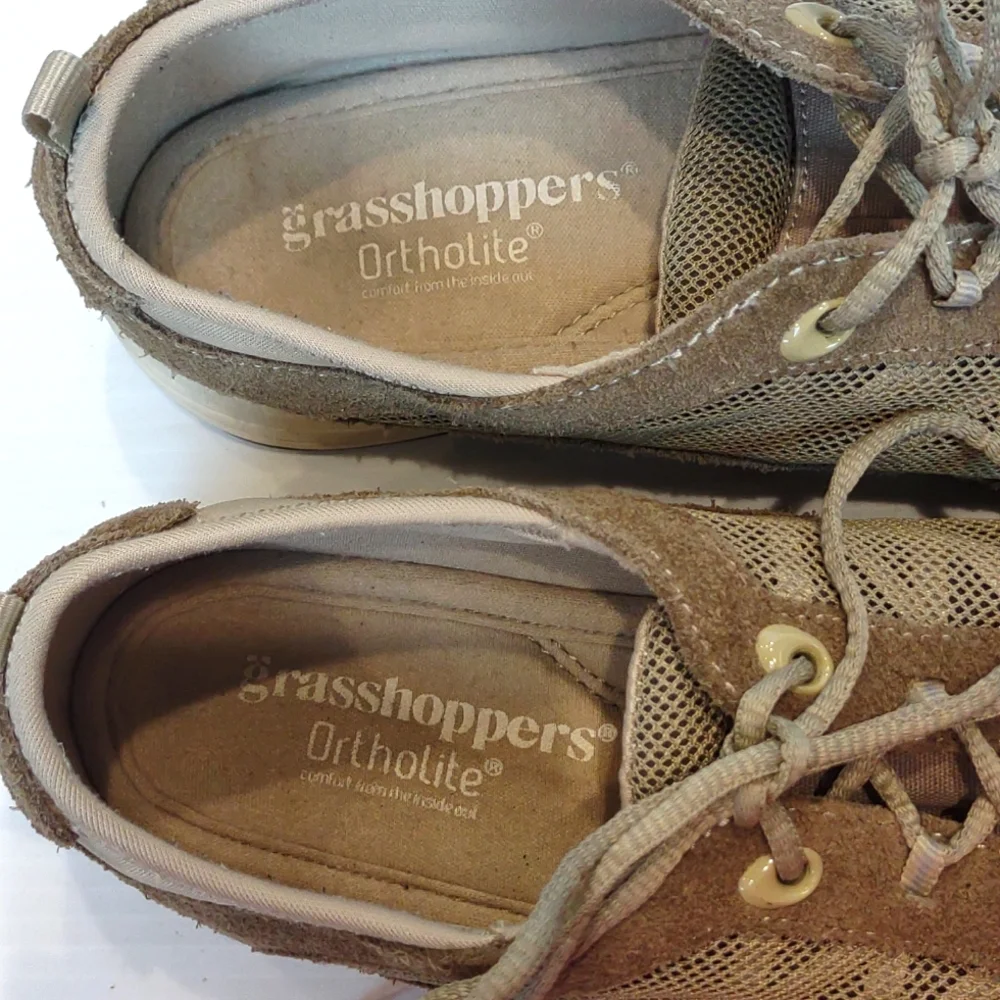 Grasshopper Ortholite Explore Tan Suede & Lace Mesh Lace-up Sneakers